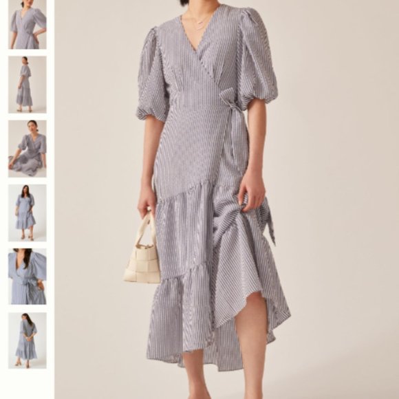 Hutch V-Neck Tiered Wrap Midi Dress - Picture 1 of 11